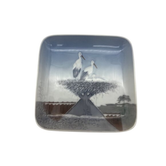B&G Denmark Porcelain 5" Trinket Dish With Storks Design 1300 Storkereden 6583 - Picture 1 of 7